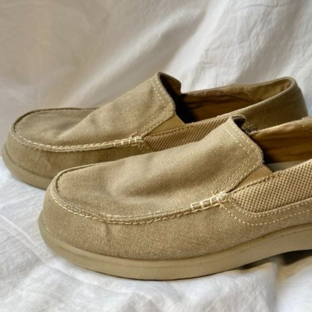 Crocs Santa Cruz 2 Luxe Canvas Slip on Loafers - Men's 10 - Khaki - Like New